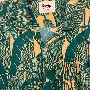 Duvin Have A Day Shirt Mens Size XL Green Tropical Loop Collar Hawaiian